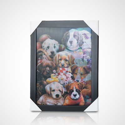Cartão de pintura lenticular 3D PET 30*40cm Cartão lenticular 5D Tigres Pintura 3D com moldura preta para decoração doméstica