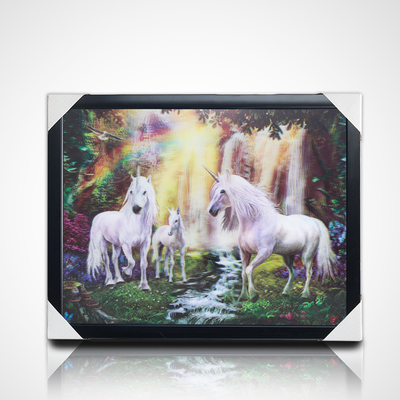 3D pintura lenticular desenhos de estoque PET 40 * 30cm 5D 3D foto de cavalo lenticular com quadro preto