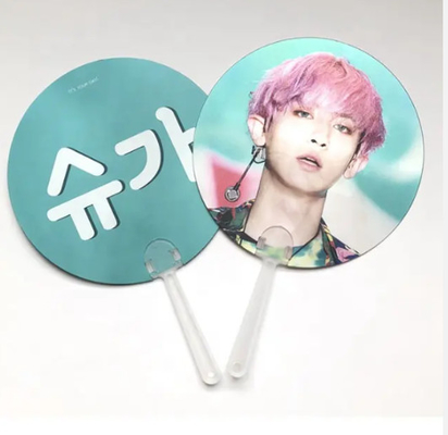 Animação 3D Lenticular Personalizada Coreia KPOP Idol Flip 3d Ventilador de Mão Transparente Tecido Ventilador de Mão Para Presentes
